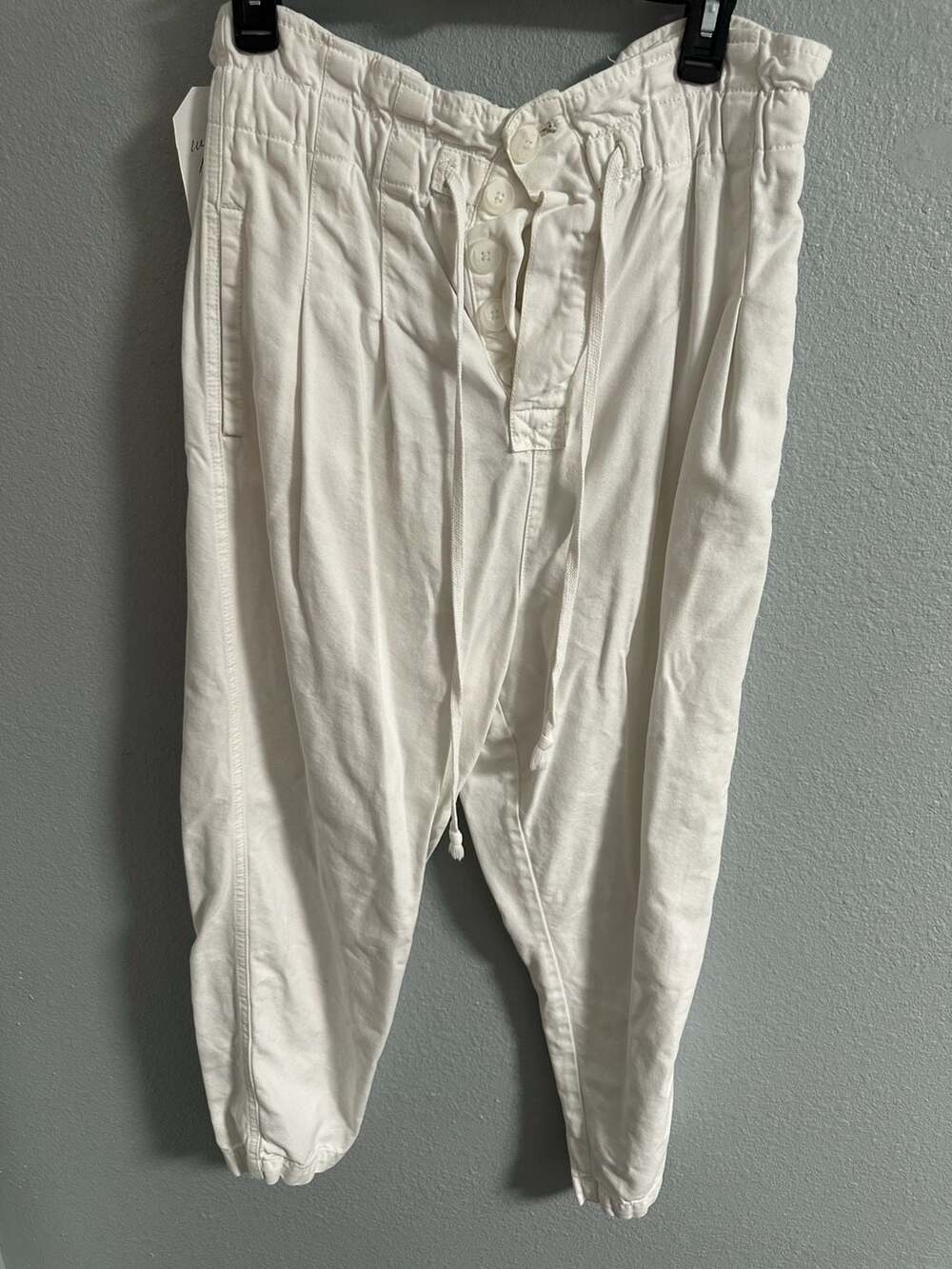 Free People White Paperbag Waist Drawstring Jogger Pants Size M